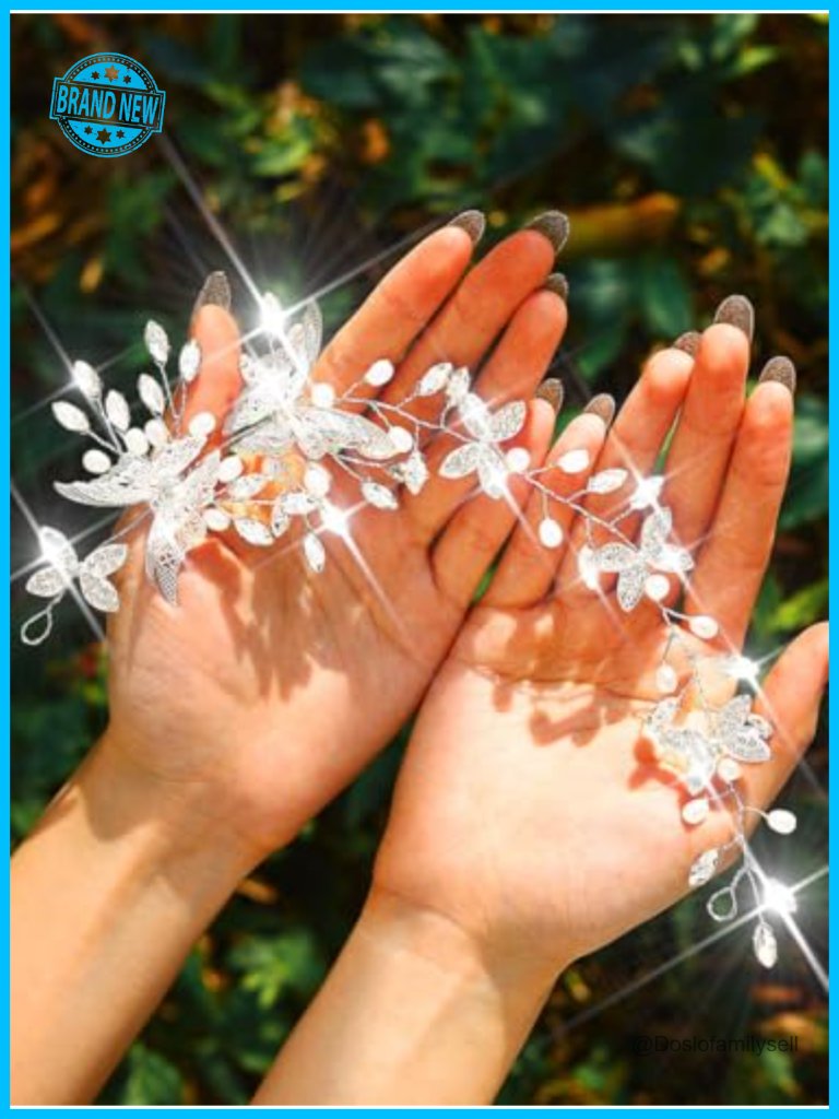 Butterfly Wedding Hair Vine Bridal Hairband Rhinestone Pearl Alloy Headpiece